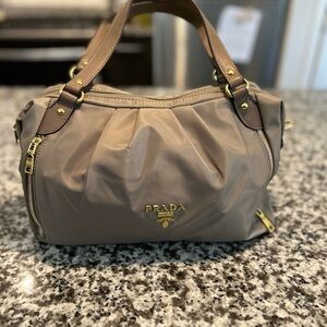 Brown Shoulder Bag with Gold Details